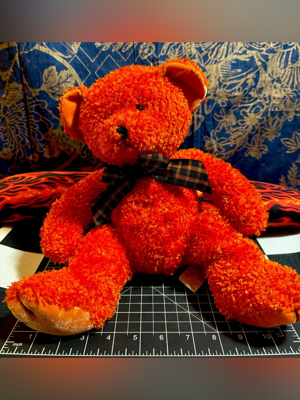 Russ Orange Teddy Bear Hocus Stuffed Animal Velvet Feet & Ears